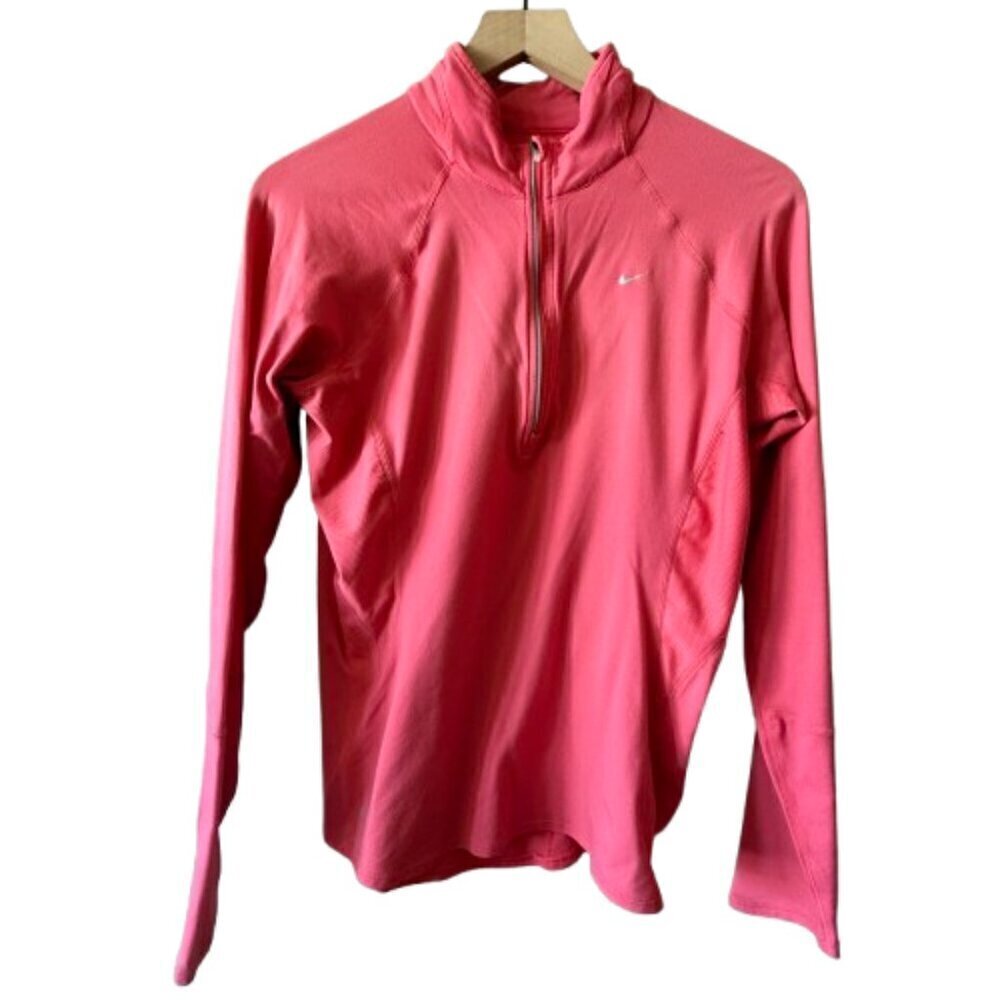 Women's M Nike Dri-Fit Half Zip Pullover Running Jacket in Coral Mock Neck